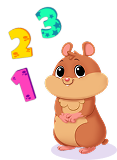 Cute little Hammie the hamster ABCmouse character with a colorful 123.