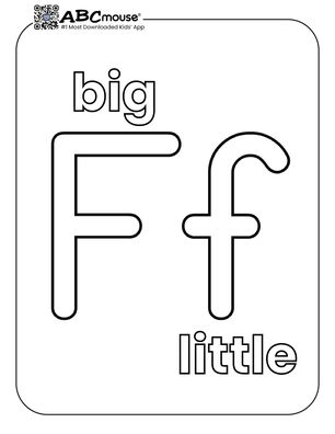 Free printable big F little f coloring page for kids from ABCmouse.com. 