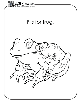 Free printable F is for frog coloring page for kids from ABCmouse.com. 