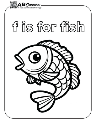 Free printable F is for fishcoloring page for kids from ABCmouse.com. 