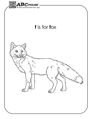 Free printable F is for fox coloring page for kids from ABCmouse.com. 