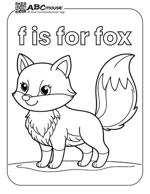 Free printable F is for fox coloring page for kids from ABCmouse.com. 