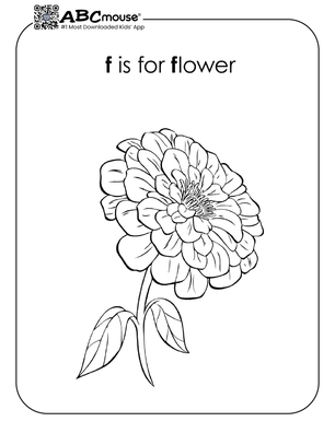 Free printable F is for flower coloring page for kids from ABCmouse.com. 