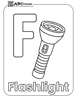 Free printable F is for flashlight coloring page for kids from ABCmouse.com. 