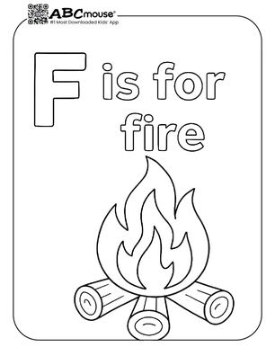 Free printable F is for fire coloring page for kids from ABCmouse.com. 