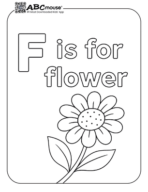 Free printable F is for flower coloring page for kids from ABCmouse.com. 