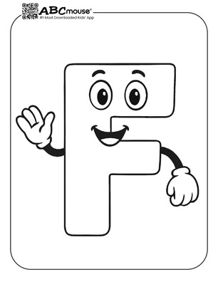 Free printable F is for fun coloring page for kids from ABCmouse.com. 