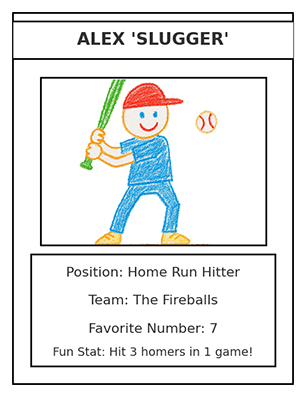 Free printable baseball card template coloring page for kids from ABCmouse.com. 