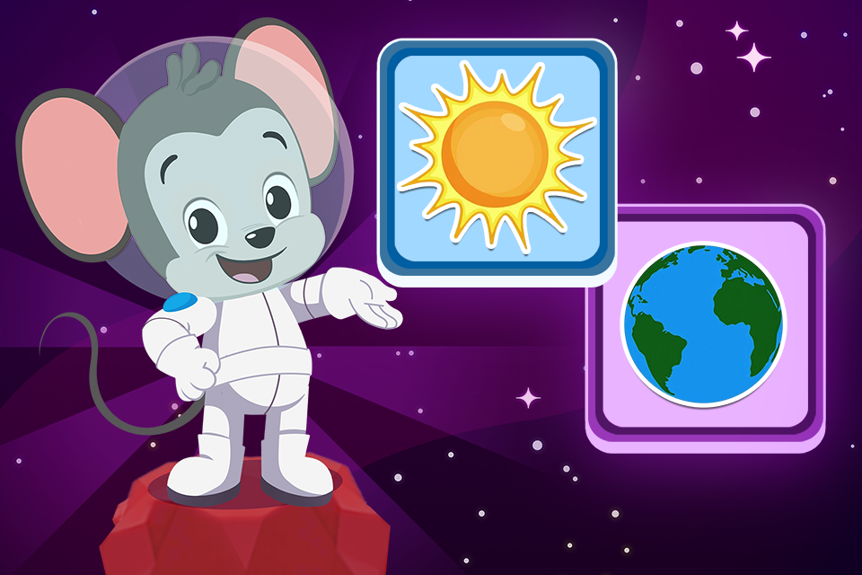 Review space and word games for kids. 