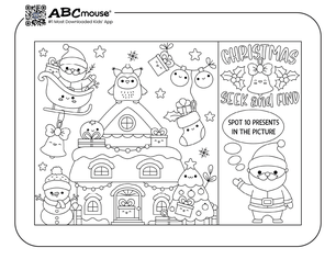 Free printable I spy, mazes, and dot to dot Christmas Worksheets for kids from ABCmouse.com. 
