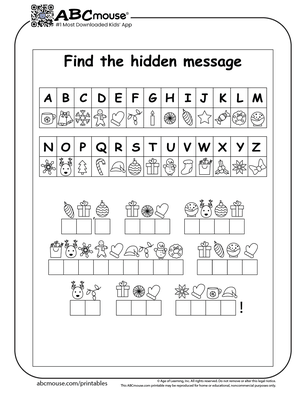 Free printable I spy, mazes, and dot to dot Christmas Worksheets for kids from ABCmouse.com. 