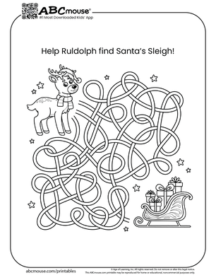 Free printable I spy, mazes, and dot to dot Christmas Worksheets for kids from ABCmouse.com. 