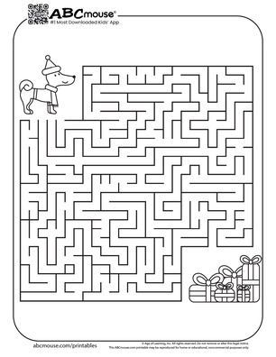 Free printable I spy, mazes, and dot to dot Christmas Worksheets for kids from ABCmouse.com. 