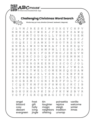 Free printable Christmas word searches for kids. 