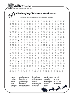 Free printable Christmas word searches for kids. 