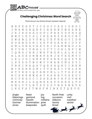 Free printable Christmas word searches for kids. 