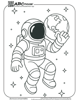 Astronaut coloring page for kids from ABCmouse.com. 