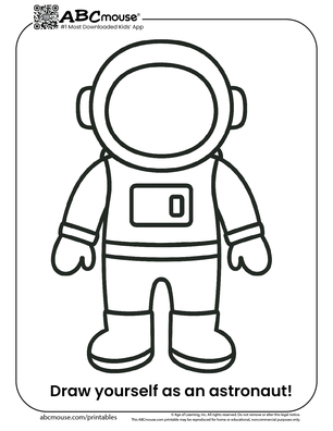Draw yourself as an astronaut coloring page for kids from ABCmouse.com. 