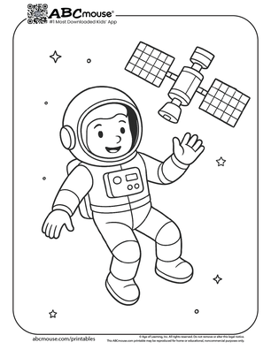 Astronaut coloring page for kids from ABCmouse.com. 