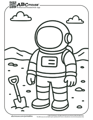 Astronaut coloring page for kids from ABCmouse.com. 