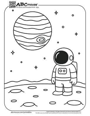 Astronaut coloring page for kids from ABCmouse.com. 