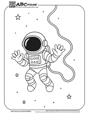 Astronaut coloring page for kids from ABCmouse.com. 
