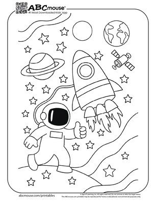 Astronaut coloring page for kids from ABCmouse.com. 