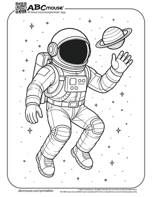 Astronaut coloring page for kids from ABCmouse.com. 