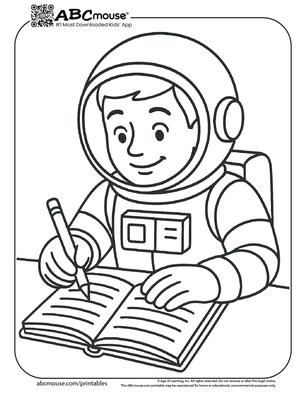 Astronaut coloring page for kids from ABCmouse.com. 