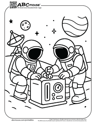 Astronaut coloring page for kids from ABCmouse.com. 