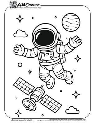 Astronaut coloring page for kids from ABCmouse.com. 