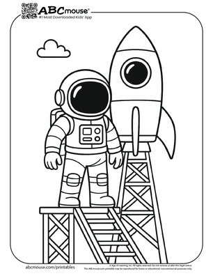 Astronaut coloring page for kids from ABCmouse.com. 