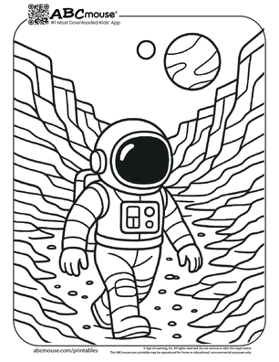 Astronaut coloring page for kids from ABCmouse.com. 