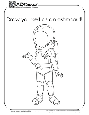 Draw yourself as an astronaut coloring page for kids from ABCmouse.com. 