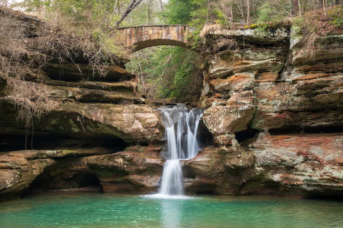 Waterfall at Hocking Hills State Park in the Hocking Hills region of Hocking County