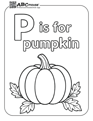 Free printable p is for pumpkin coloring page for kids. 