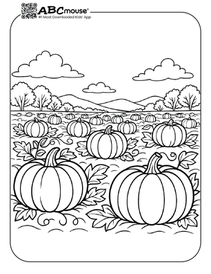 Free printable pumpkin patch coloring page for kids. 