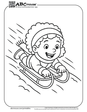 Free printable sled coloring page for kids from ABCmouse.com. 