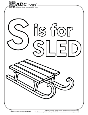 Free printable sled coloring page for kids from ABCmouse.com. 
