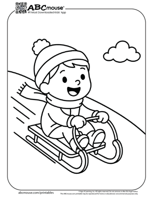 Free printable sled coloring page for kids from ABCmouse.com. 