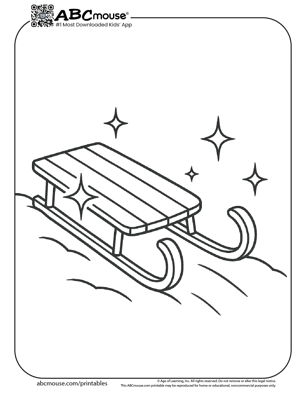 Free printable sled coloring page for kids from ABCmouse.com. 