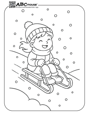 Free printable sled coloring page for kids from ABCmouse.com. 