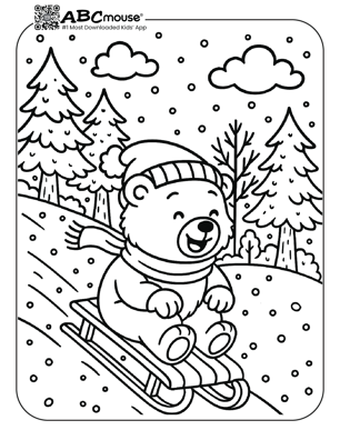Free printable sled coloring page for kids from ABCmouse.com. 