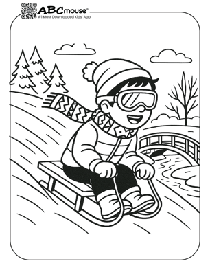 Free printable sled coloring page for kids from ABCmouse.com. 