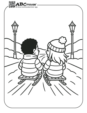 Free printable sled coloring page for kids from ABCmouse.com. 