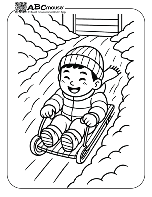 Free printable sled coloring page for kids from ABCmouse.com. 