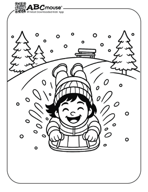 Free printable sled coloring page for kids from ABCmouse.com. 