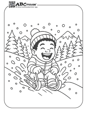 Free printable sled coloring page for kids from ABCmouse.com. 