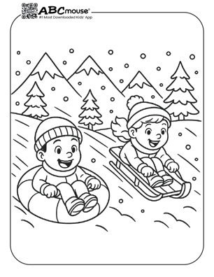 Free printable sled coloring page for kids from ABCmouse.com. 