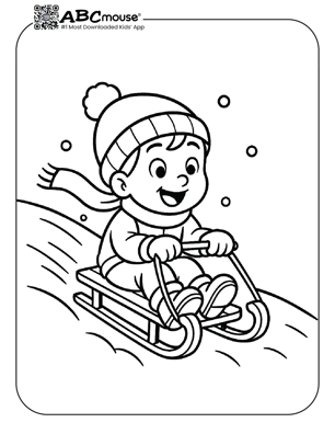 Free printable sled coloring page for kids from ABCmouse.com. 